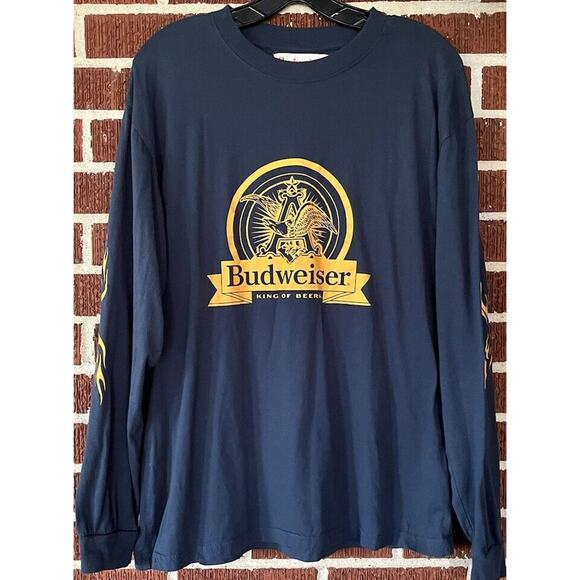 Pacsun’s Men’s Blue Budweiser Long Sleeve T-Shirt Size Large - Picture 1 of 4